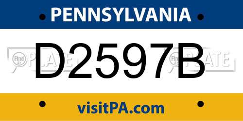 D2597B Pennsylvania License Plate