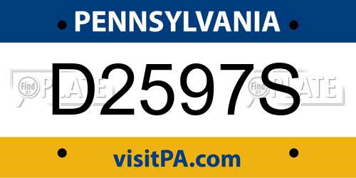 D2597S Pennsylvania License Plate
