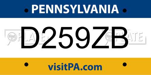 D259ZB Pennsylvania License Plate