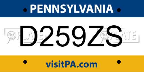 D259ZS Pennsylvania License Plate