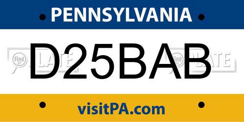 D25BAB Pennsylvania License Plate