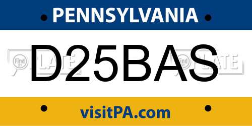 D25BAS Pennsylvania License Plate