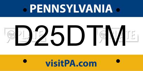 D25DTM Pennsylvania License Plate