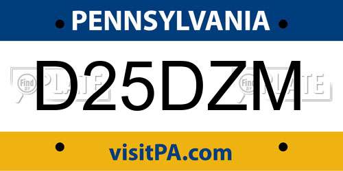 D25DZM Pennsylvania License Plate