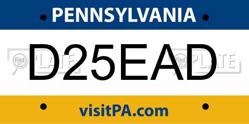 D25EAD Pennsylvania License Plate