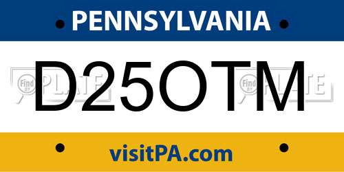 D25OTM Pennsylvania License Plate