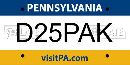 D25PAK Pennsylvania License Plate