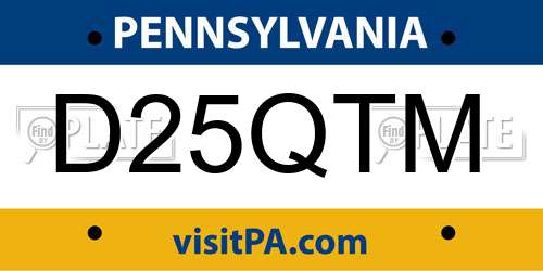 D25QTM Pennsylvania License Plate