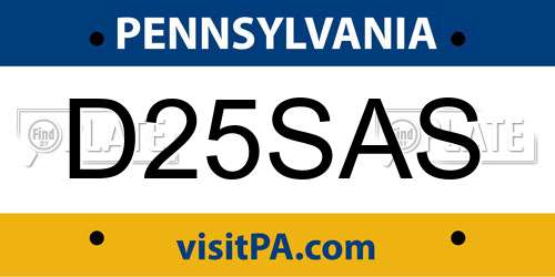 D25SAS Pennsylvania License Plate