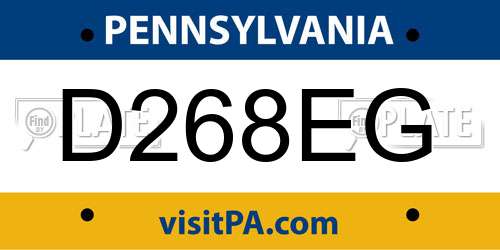 D268EG Pennsylvania License Plate