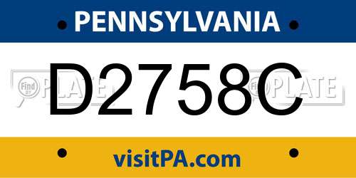 D2758C Pennsylvania License Plate