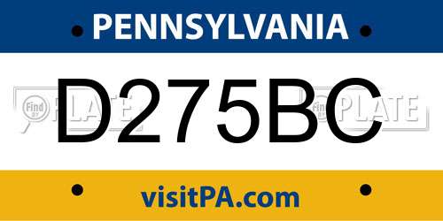 D275BC Pennsylvania License Plate
