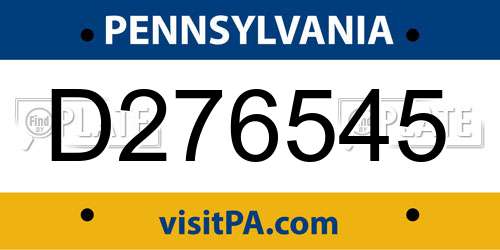 D276545 Pennsylvania License Plate