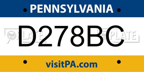 D278BC Pennsylvania License Plate