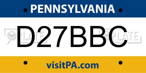 D27BBC Pennsylvania License Plate