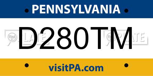 D280TM Pennsylvania License Plate