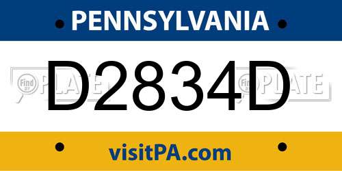 D2834D Pennsylvania License Plate