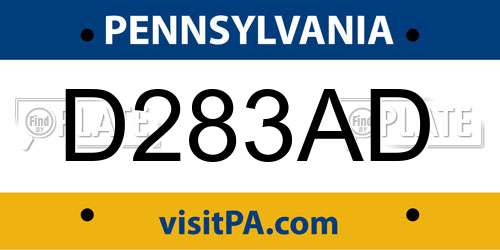 D283AD Pennsylvania License Plate