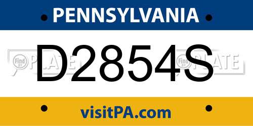 D2854S Pennsylvania License Plate