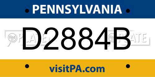 D2884B Pennsylvania License Plate
