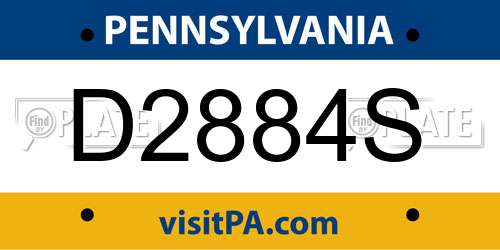 D2884S Pennsylvania License Plate