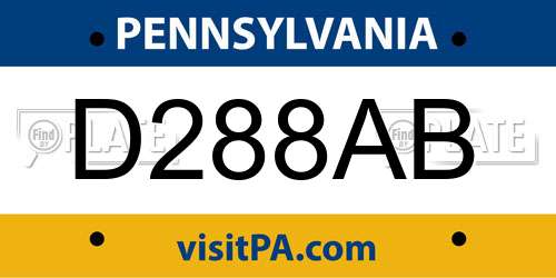 D288AB Pennsylvania License Plate