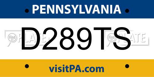 D289TS Pennsylvania License Plate
