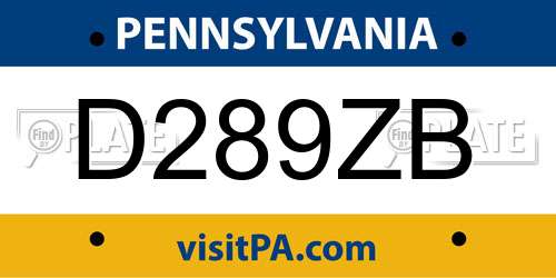 D289ZB Pennsylvania License Plate