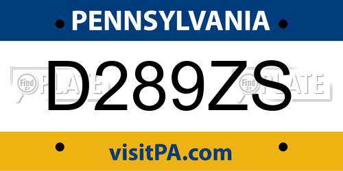 D289ZS Pennsylvania License Plate