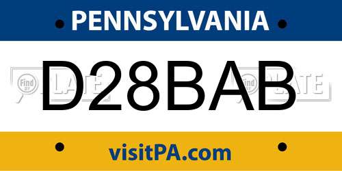D28BAB Pennsylvania License Plate