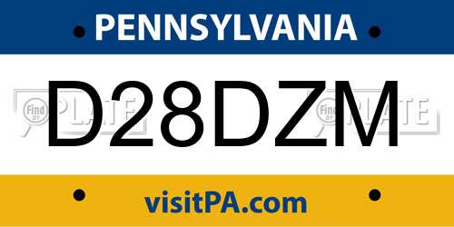 D28DZM Pennsylvania License Plate