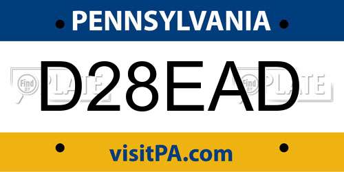 D28EAD Pennsylvania License Plate