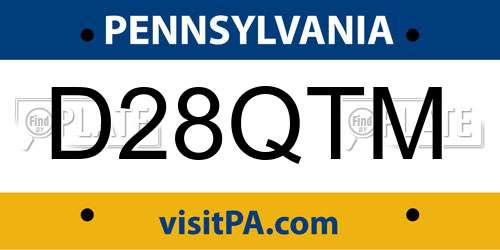 D28QTM Pennsylvania License Plate