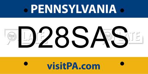 D28SAS Pennsylvania License Plate