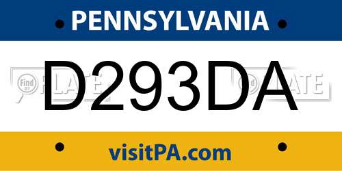 D293DA Pennsylvania License Plate