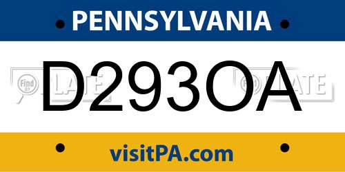 D293OA Pennsylvania License Plate