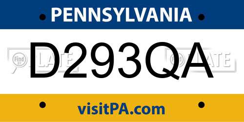 D293QA Pennsylvania License Plate
