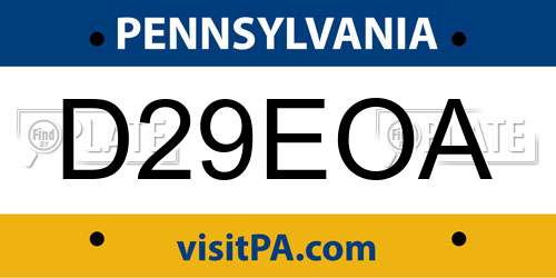 D29EOA Pennsylvania License Plate