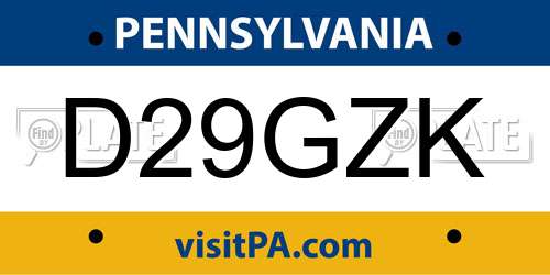 D29GZK Pennsylvania License Plate