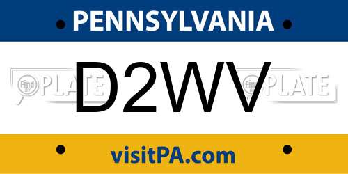 D2WV Pennsylvania License Plate