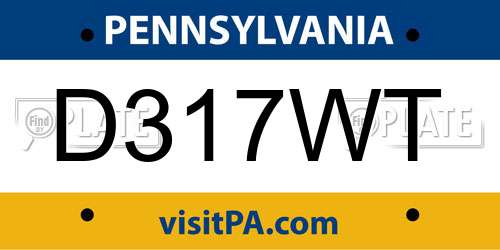 D317WT Pennsylvania License Plate