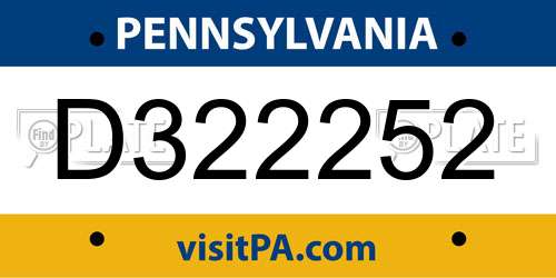 D322252 Pennsylvania License Plate