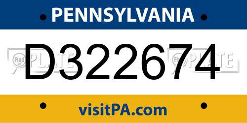 D322674 Pennsylvania License Plate