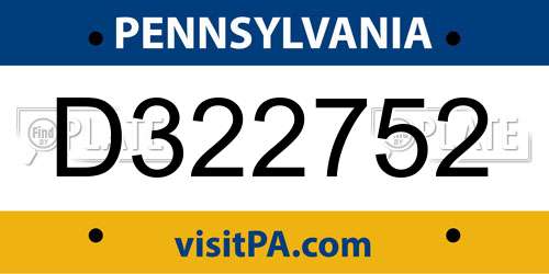 D322752 Pennsylvania License Plate