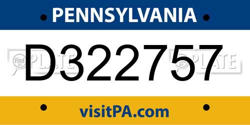 D322757 Pennsylvania License Plate