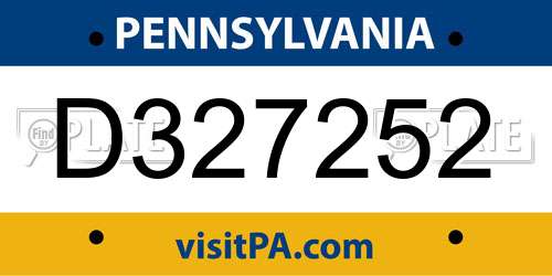 D327252 Pennsylvania License Plate