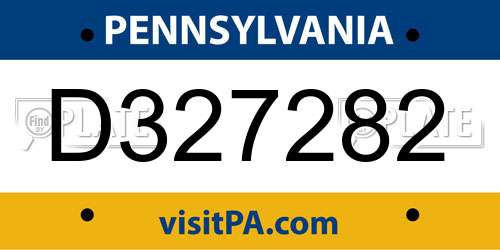 D327282 Pennsylvania License Plate