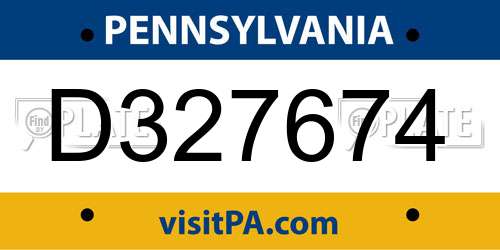 D327674 Pennsylvania License Plate
