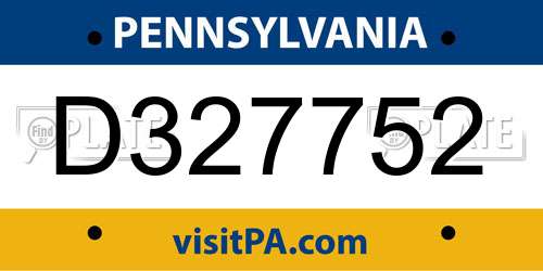 D327752 Pennsylvania License Plate