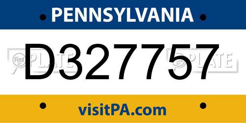 D327757 Pennsylvania License Plate